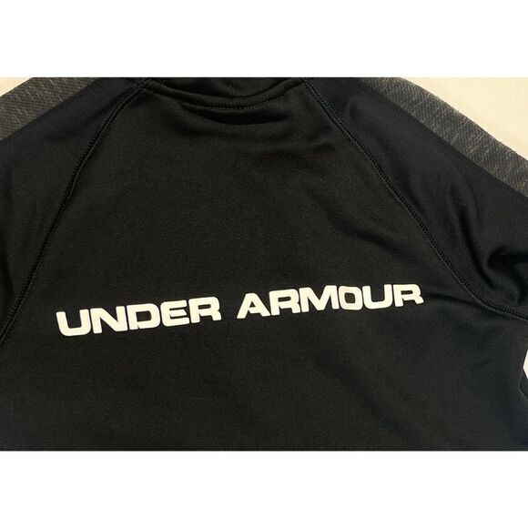 Under Armour Boys Loose Sweatshirt Hoodie YSM American Flag Stars Gray Arm - Picture 10 of 16